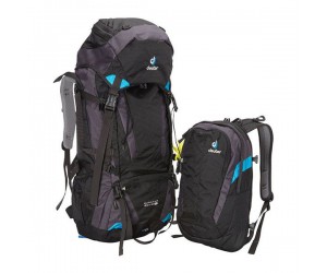 Рюкзак Deuter Quantum 60+10 SL, черный с голубыми вставками