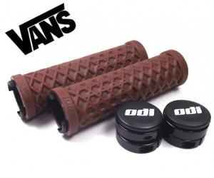 Грипсы ODI Vans® Lock-On Grips, Brown w/ Black Clamps (коричневые с черными замками)