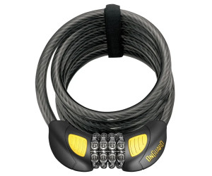 Замок Onguard DOBERMAN GLO кодовий на 4 цифри з LED-підсвічуванням, спіральний трос 185см х 12мм, поворотний тримач на раму