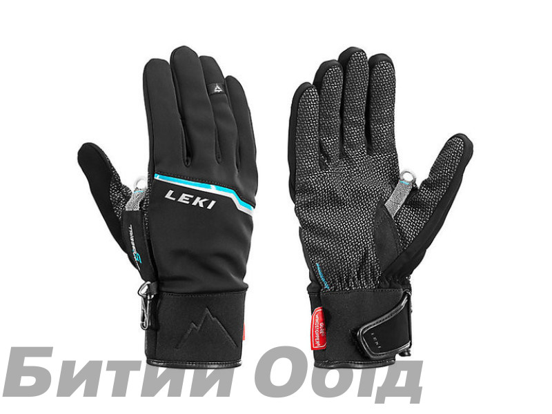 Перчатки LEKI Tour Precision V black-chrome-cyan 9.0 Перчатки LEKI Tour Precision V black-chrome-cyan 9.0