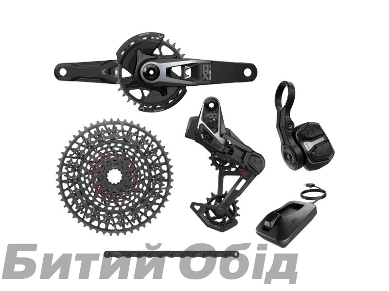 Групсет SRAM X0 T-Type Eagle V2 Transmission AXS Groupset (RD w/Battery/Charger/Cord, EC POD Ult, FC X0 Q174 CL55 DUB MTB Wide 170 w/DM 32t CR w/2 Guards, CN 126l, CS XS-1295 10-52t)