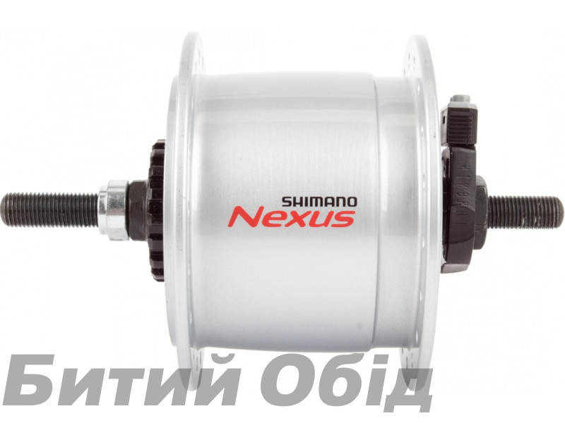 Динамо-втулка DH-C6000-3N-NT, NEXUS, 6V 2.4W, 36H,Roller Brake, 100X140MM, на гайках, срібл.OEM