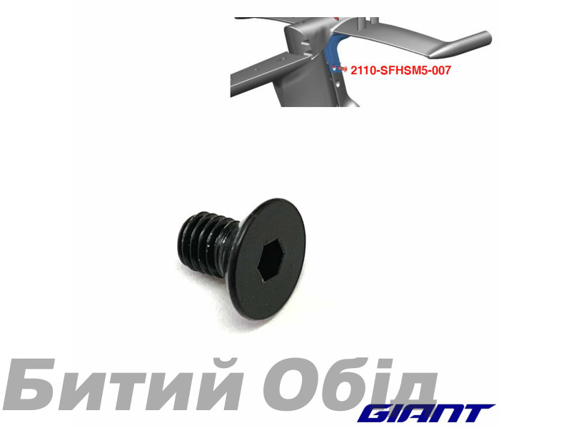 Болт Giant Trinity Flat Head Screw M5x0.8x8 мм чорн