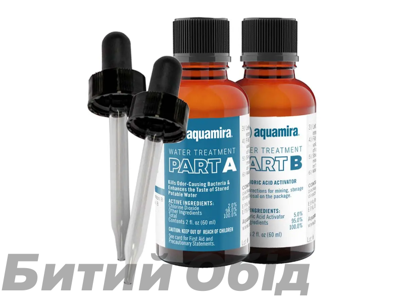 Краплі для знезараження води Aquamira Water Treatment w/Droppers (2oz, Glass ) 